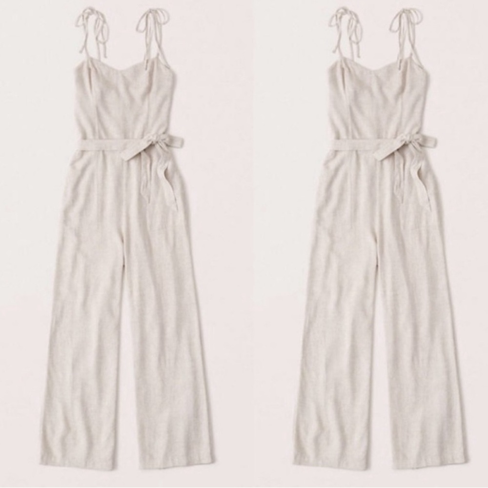 A&F White Linen Jumpsuit M NWT